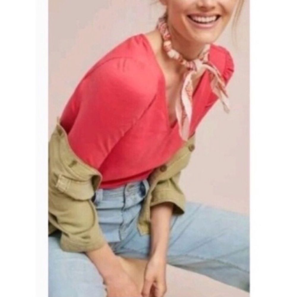 Anthropologie Meadow Rule bow‎ tee short sleeve